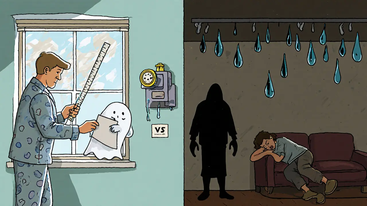 Сравнение новостройки и вторички: один покупатель проверяет окно, другой спит, пока его обманывают.