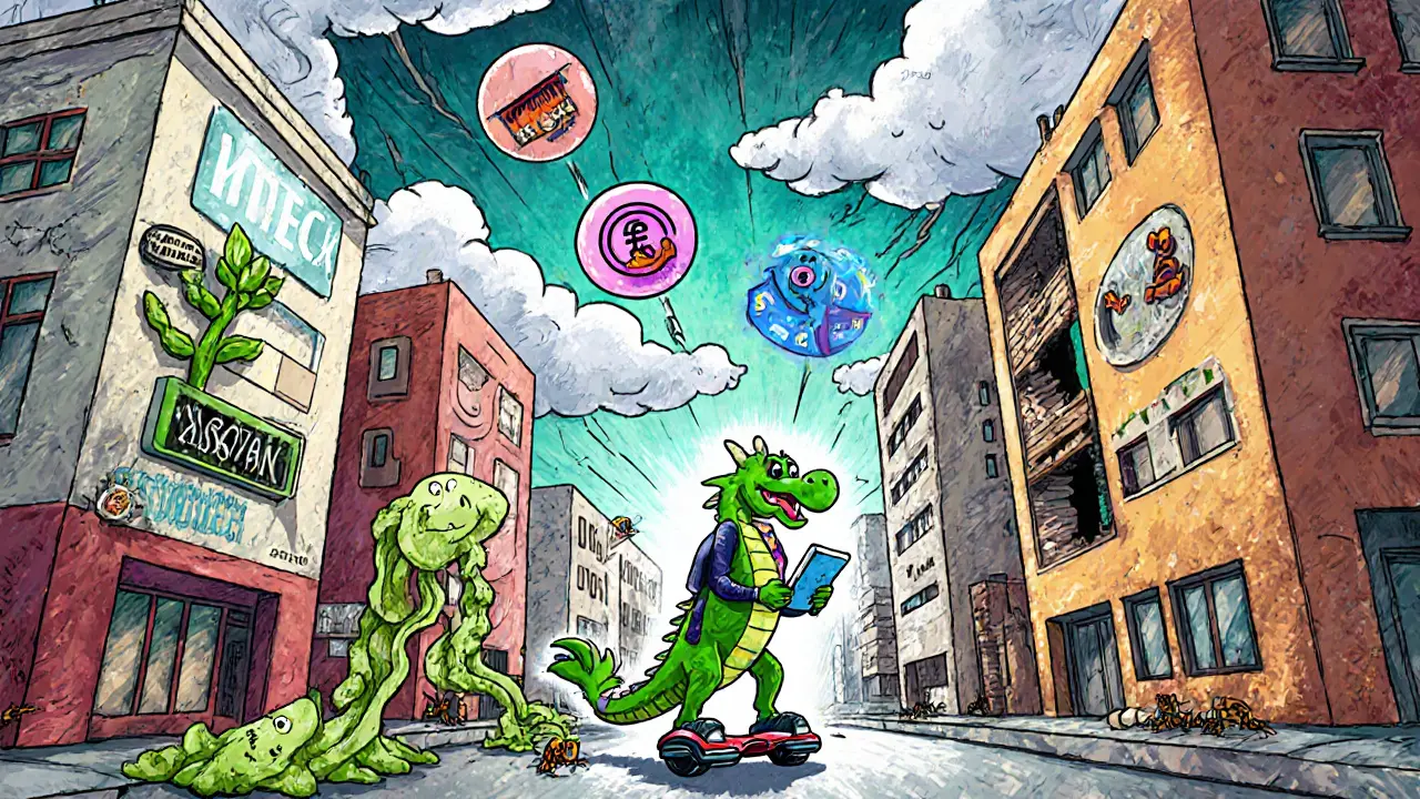 Оценщик на летающей доске анализирует здания с помощью голографической карты в будущей Москве.