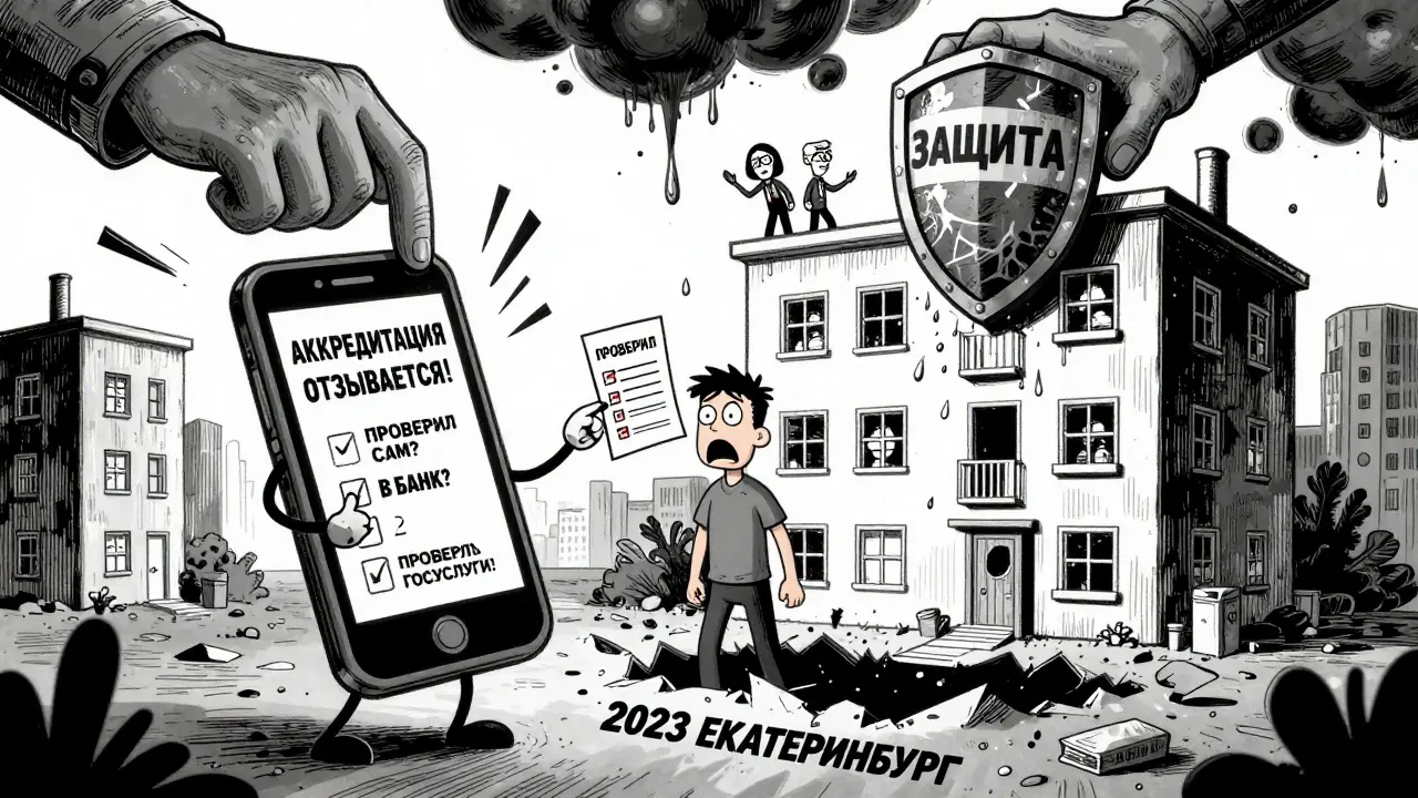 Мужчина падает в яму с надписью '2023 Екатеринбург', в то время как над ним опускается щит защиты.